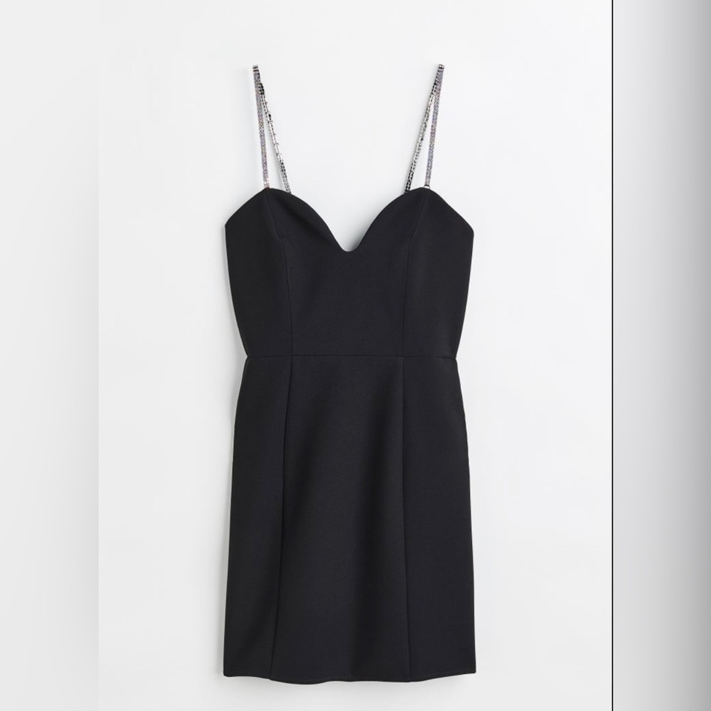 Party dress black rhinestone strap dress